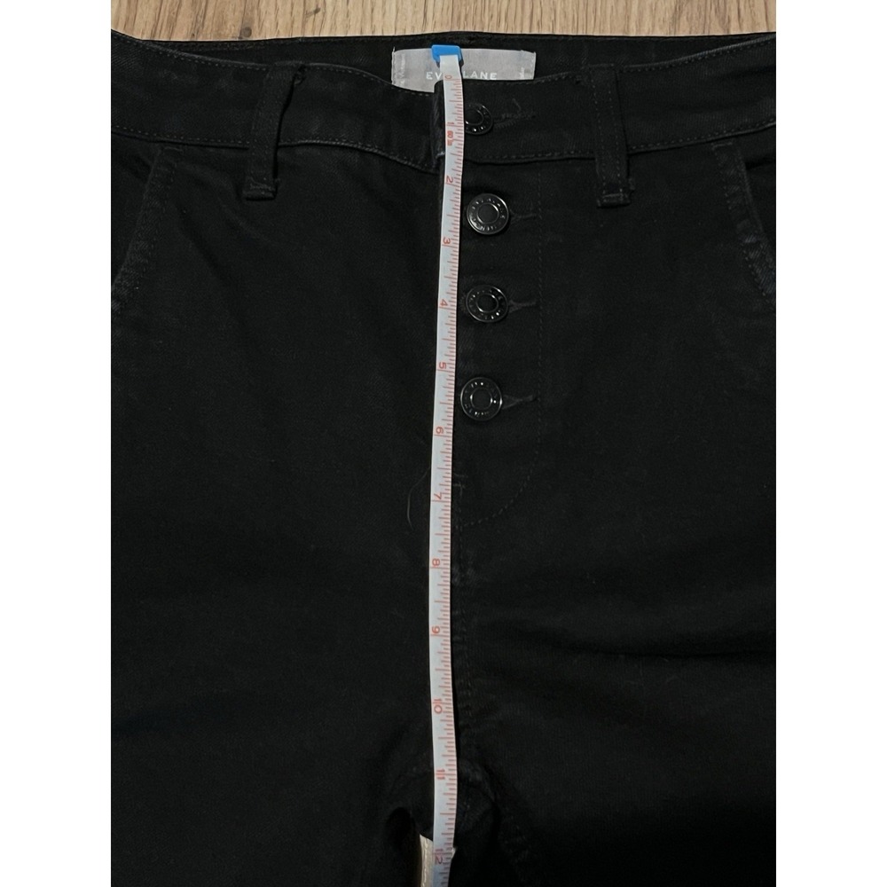 Everlane The Wide Leg Crop Jean Black High Rise Button Fly Raw Hem Stretch 26 - Picture 9 of 12